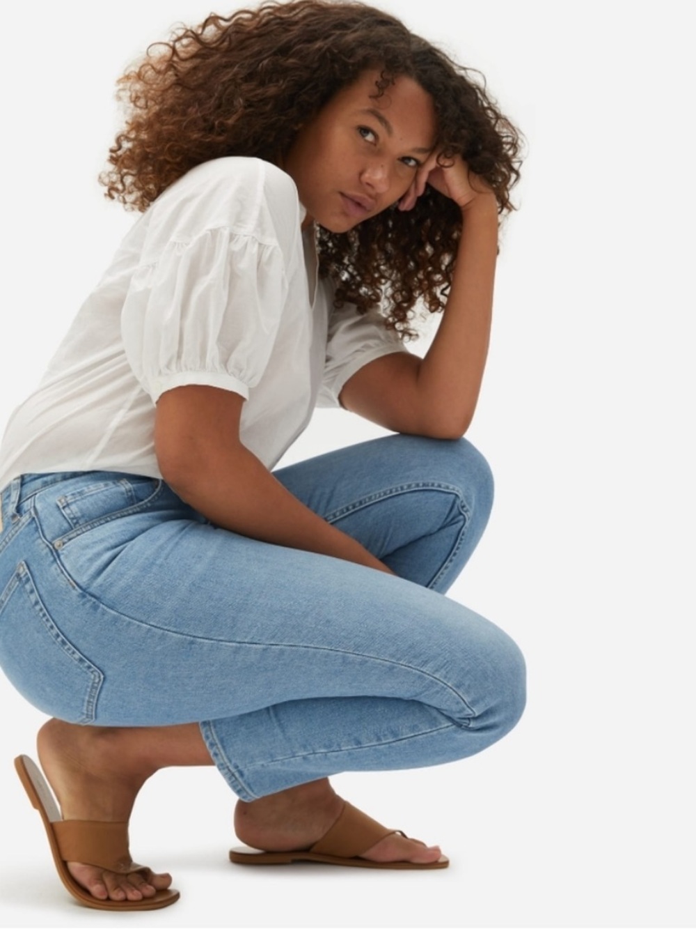 EVERLANE The Curvy Cheeky High Rise Waist Blue Jean 25 Ankle